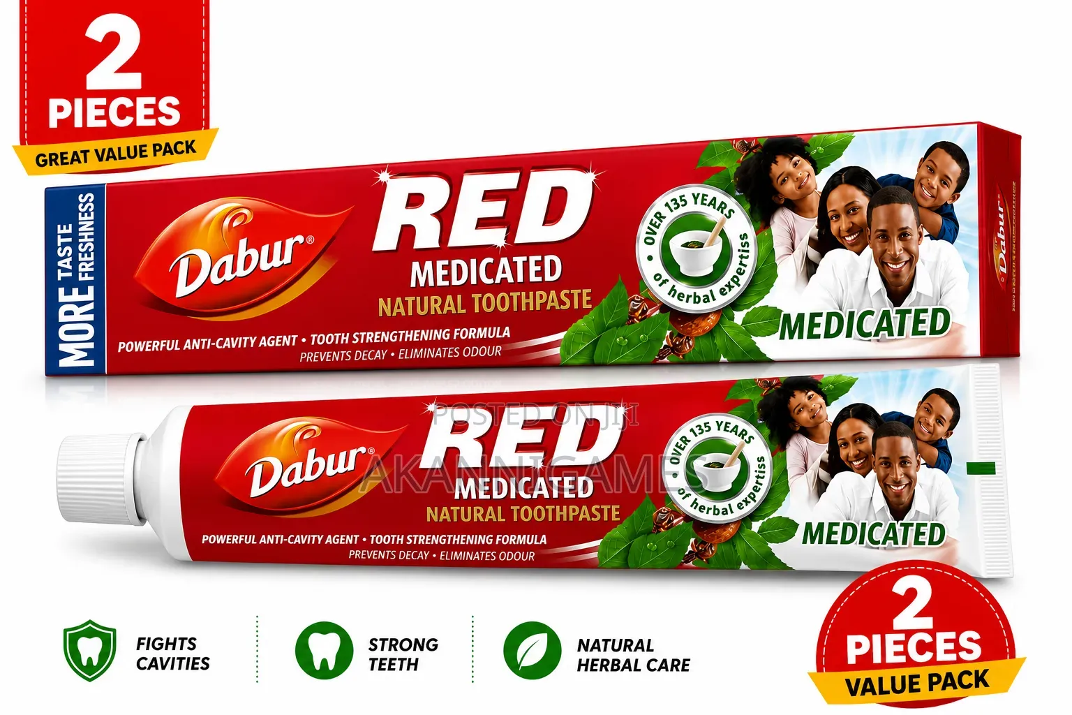 Dabur Red Herbal Anti-Cavity Toothpaste 130g – 2 Pieces