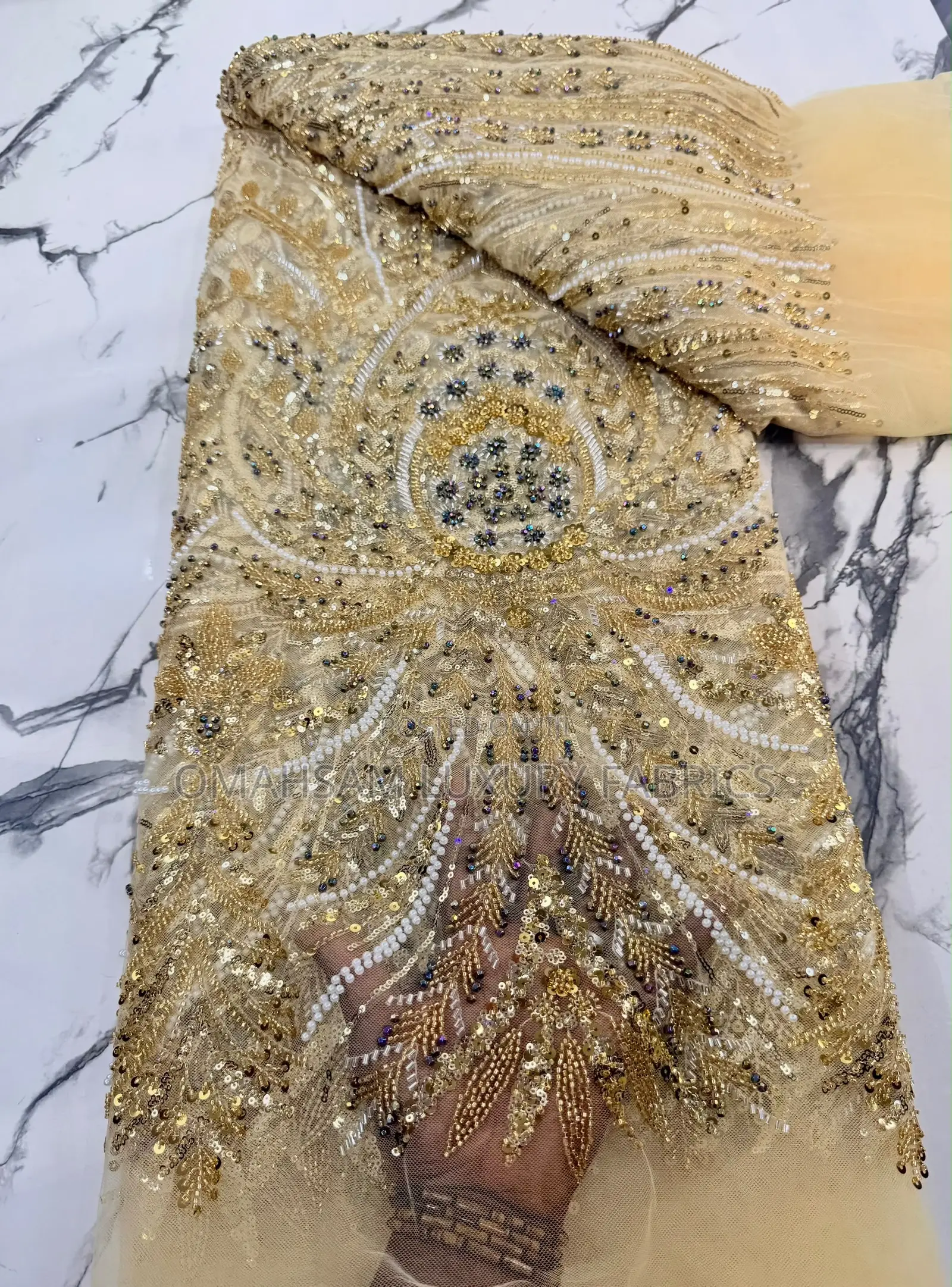Fully Handbeaded Lace