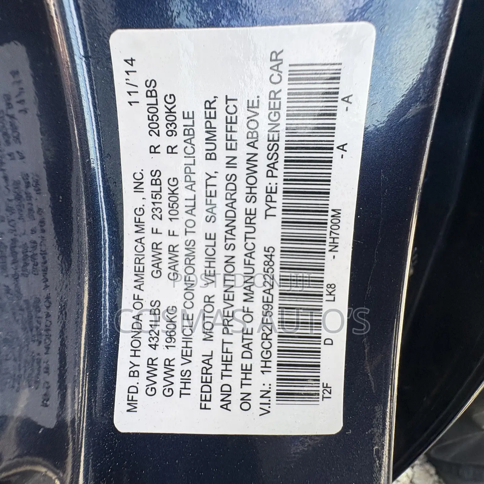 Honda Accord 2014 Blue