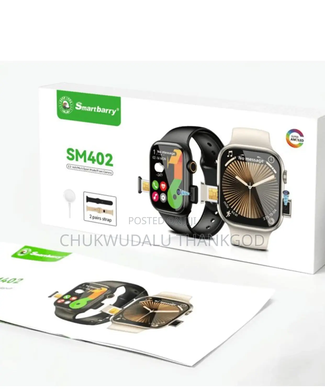Smartbarry SM-402 Smart Watch, Super AMOLED Display, SIM Support
