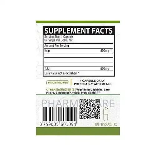 Kelp Capsules Supplement - 50 Capsules