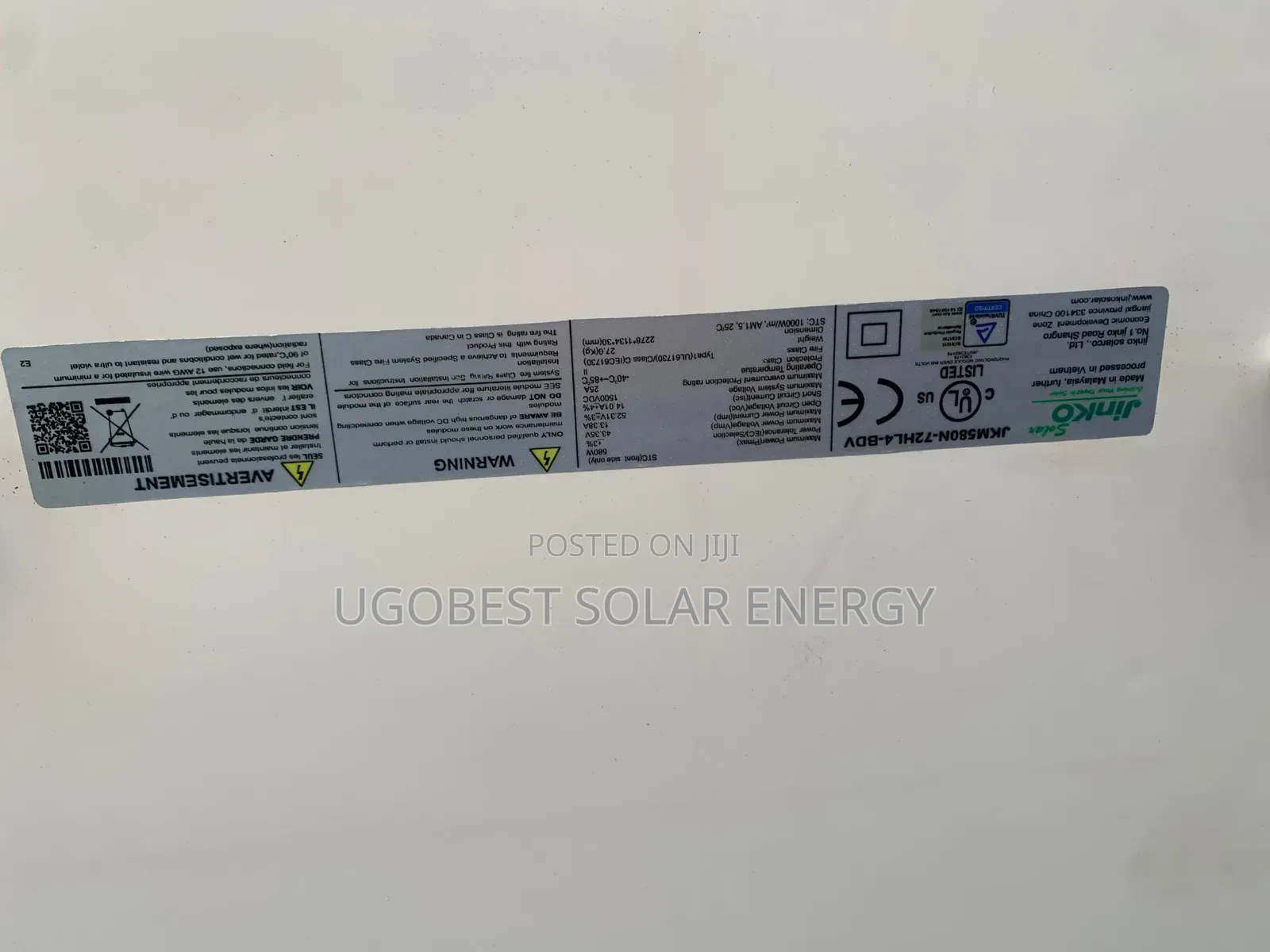 580watts 144cells Jinko Solar Panel