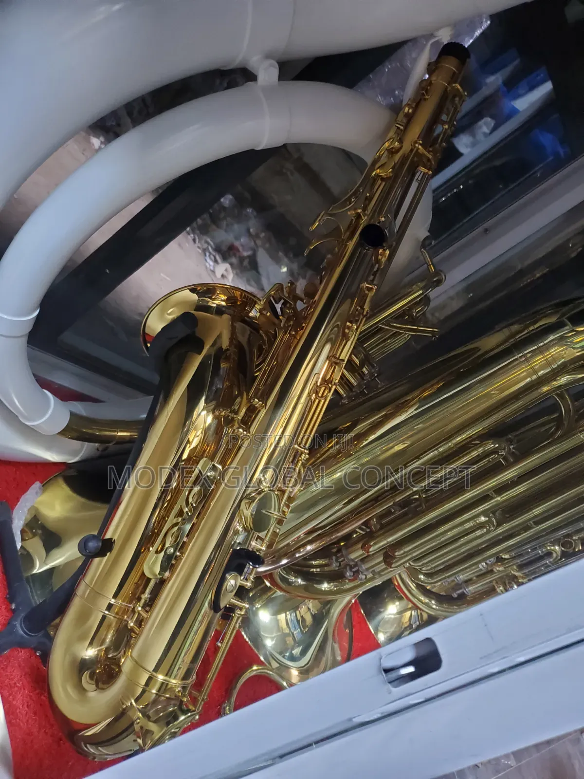 Gold-Lacquered Brass Baritone Saxophone.