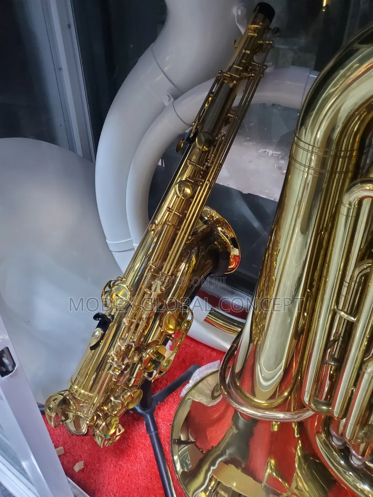 Gold-Lacquered Brass Baritone Saxophone.