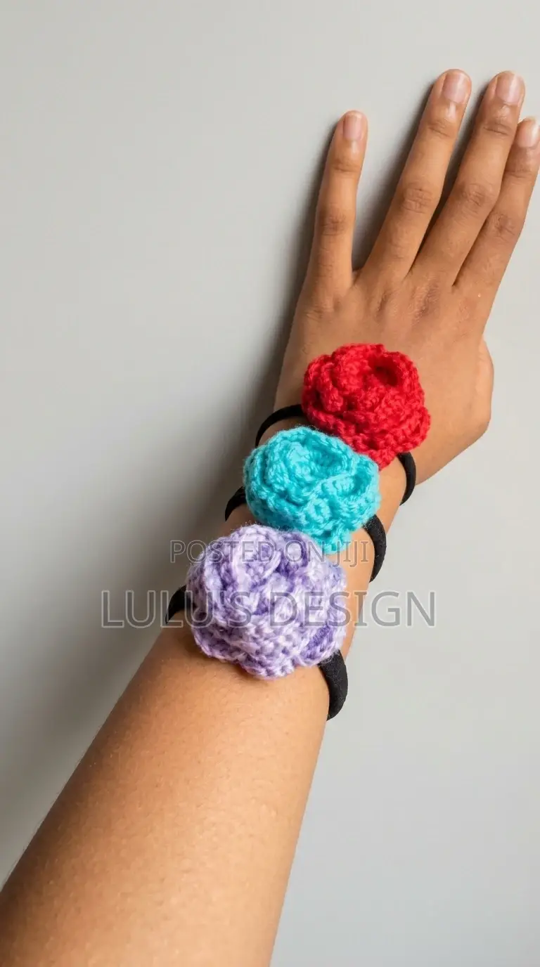 Crochet Rose Hair Ties