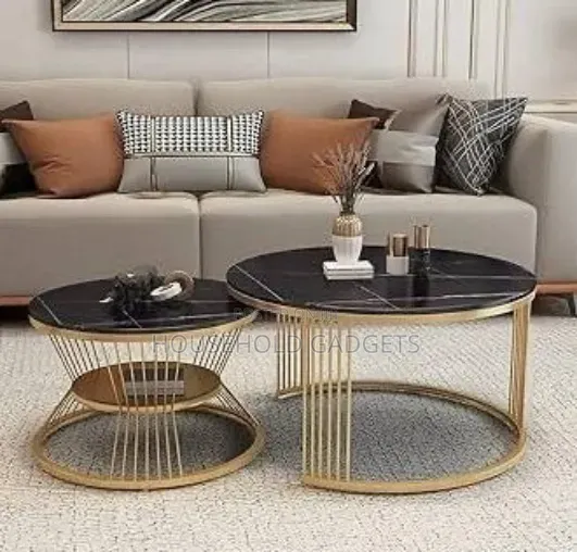 Nesting 2pcs Faux Marble Center Table