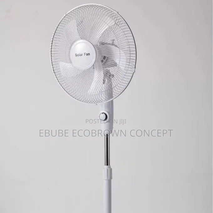 Solar 16 Inches Rechargeable Solar Standing Fan With Panel, Led Bulb