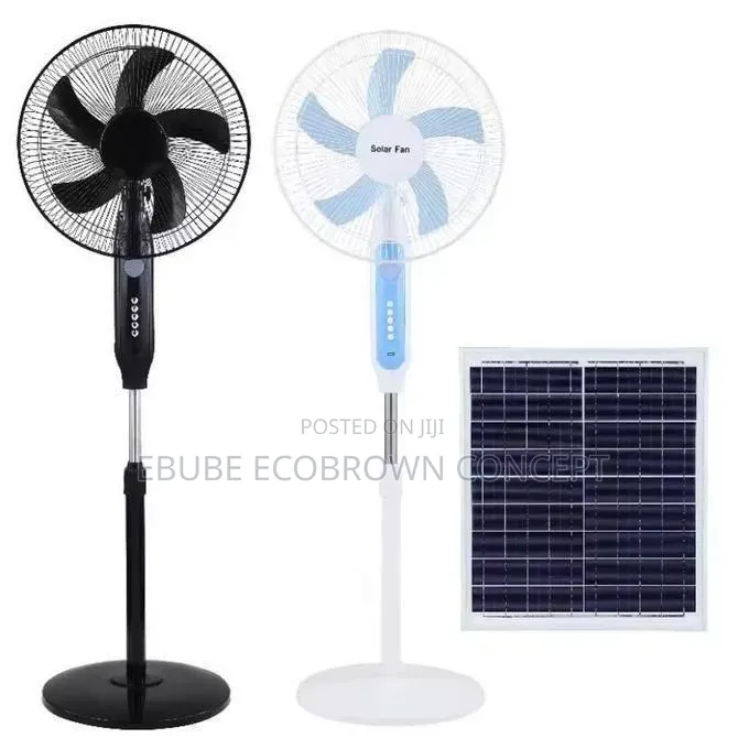 16" Inches Solar Rechargeable Fan With Solar Panel and LED Bulb