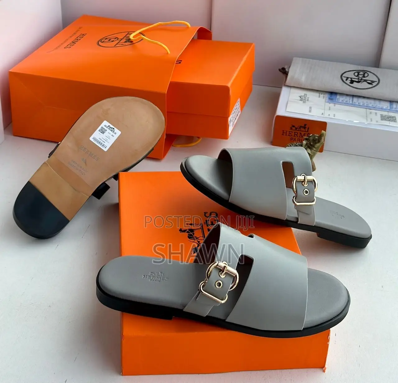 Hermes Luxury Leather Slippers