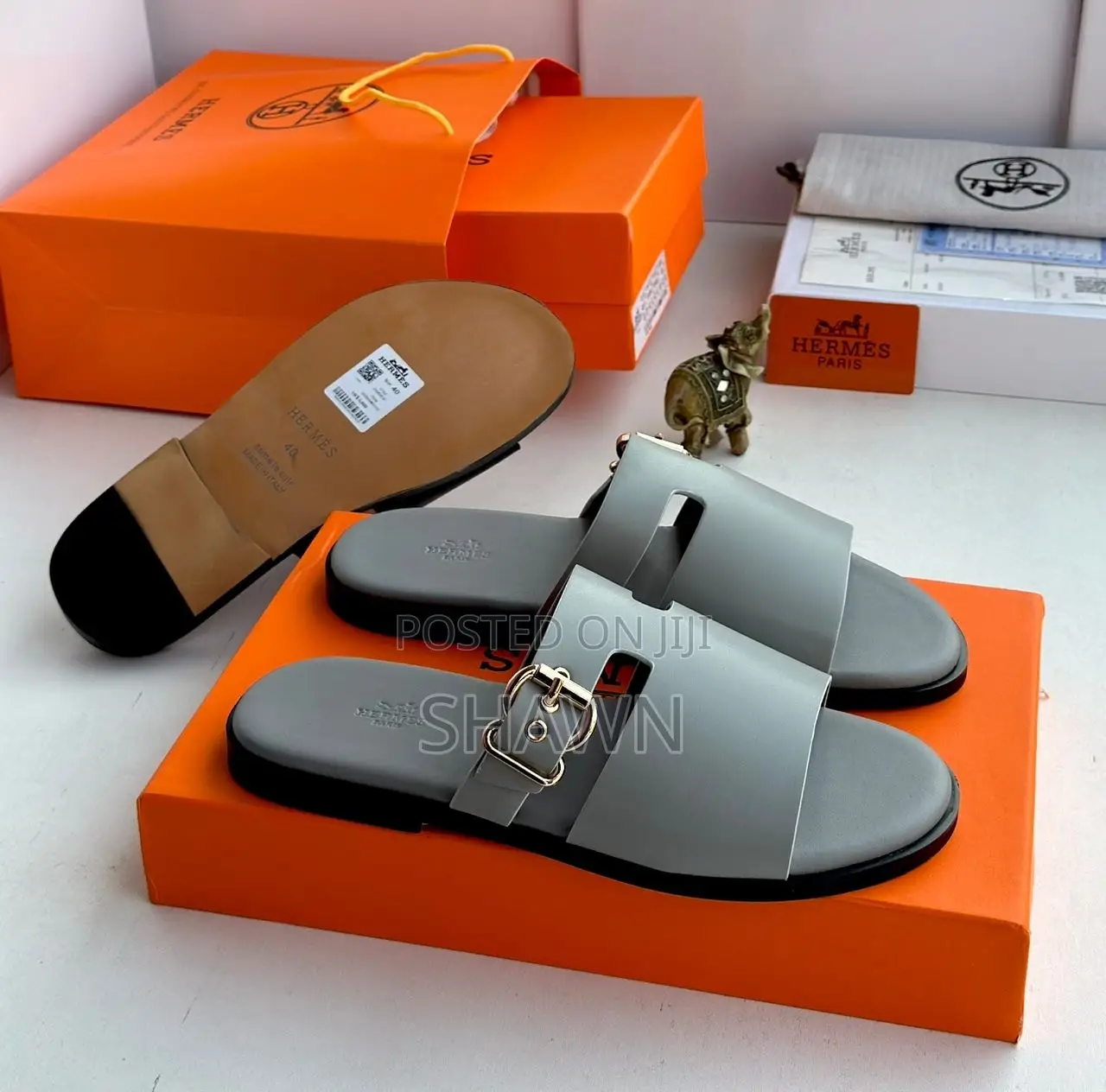 Hermes Luxury Leather Slippers