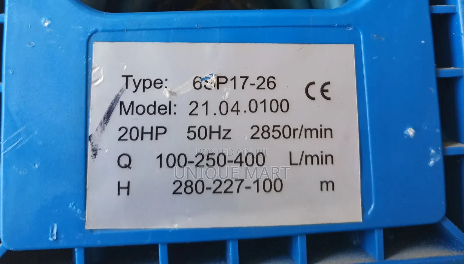 20HP Astral Industrial Submersible Water Pump. 100% Copper Coil
