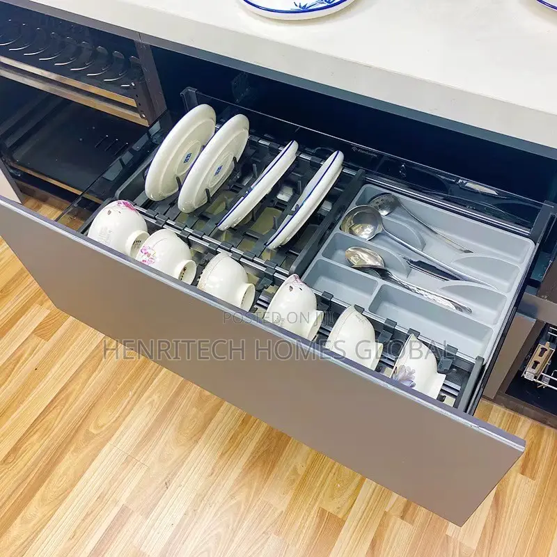 Multi Layer Cabinet Pull Out Drawer 2 Tier Sliding Dish Rack