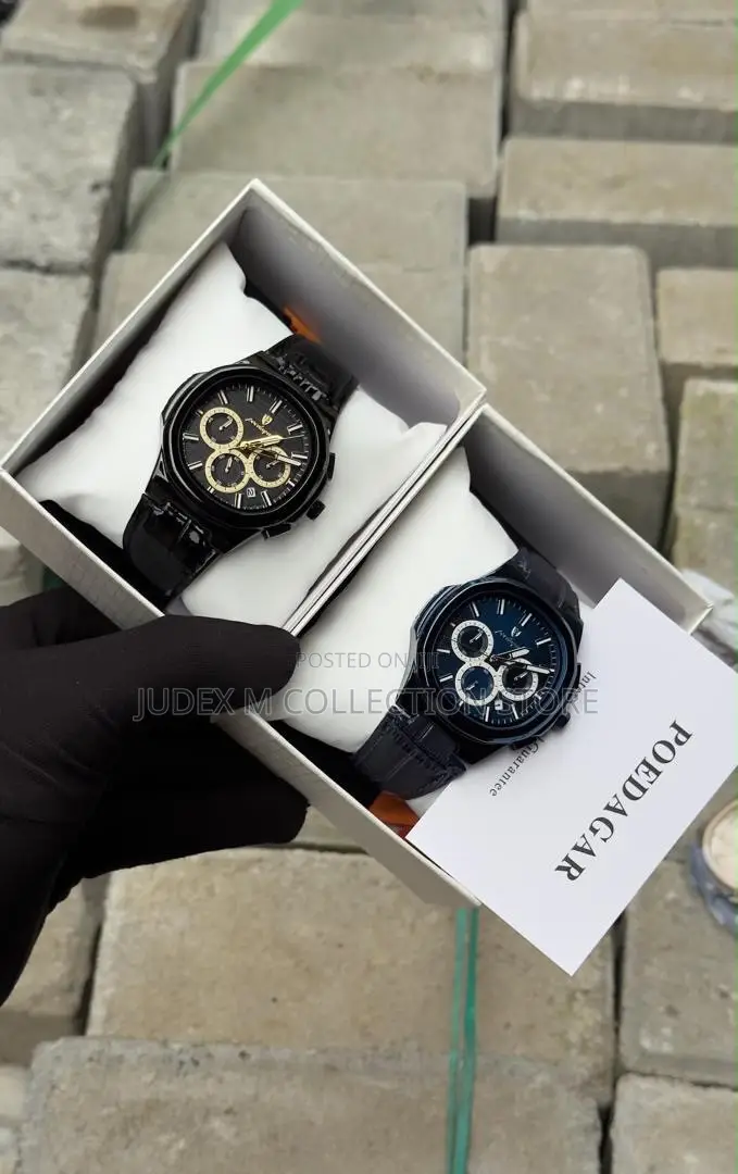 Poedagar Mens Leather and Steel Wrist Watches