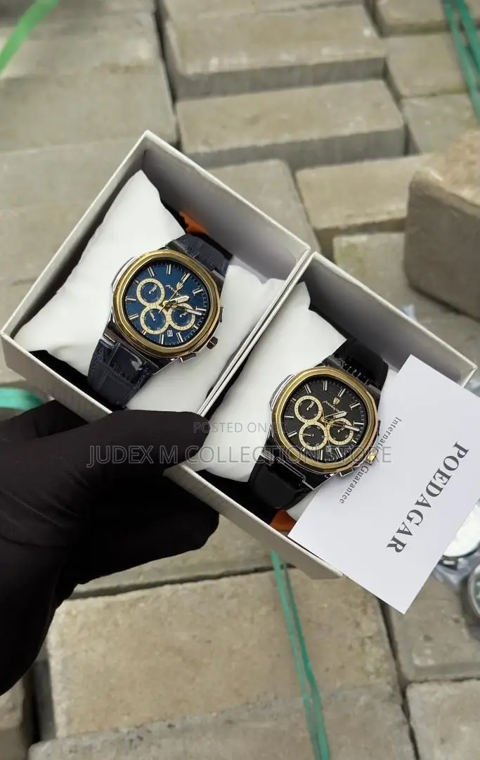 Poedagar Mens Leather and Steel Wrist Watches