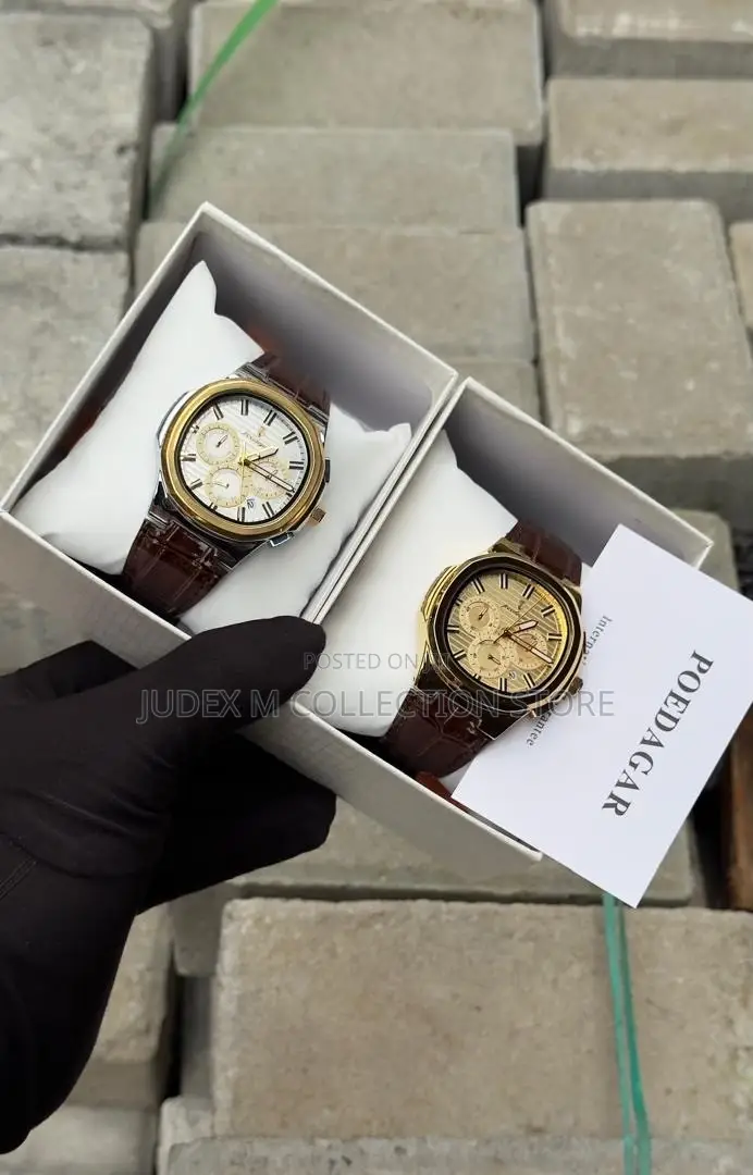 Poedagar Mens Leather and Steel Wrist Watches