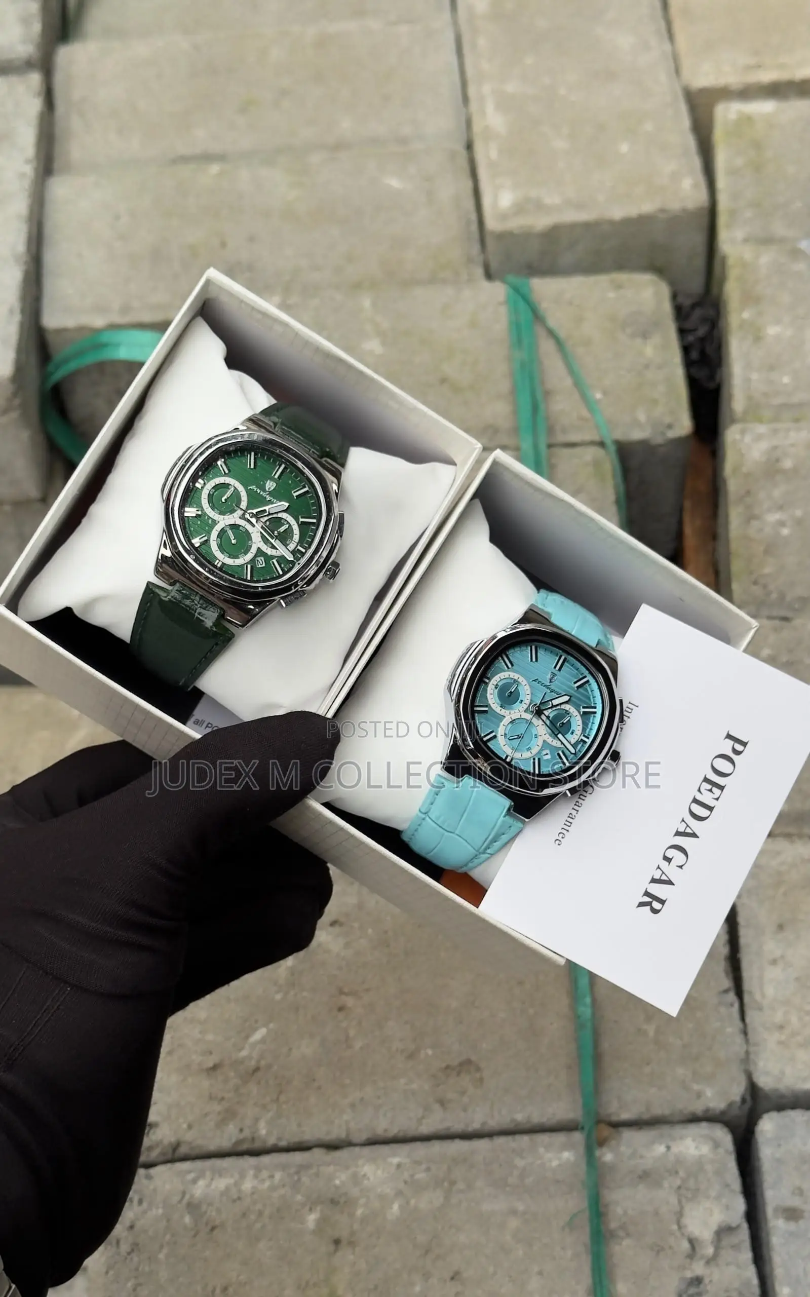 Poedagar Mens Leather and Steel Wrist Watches