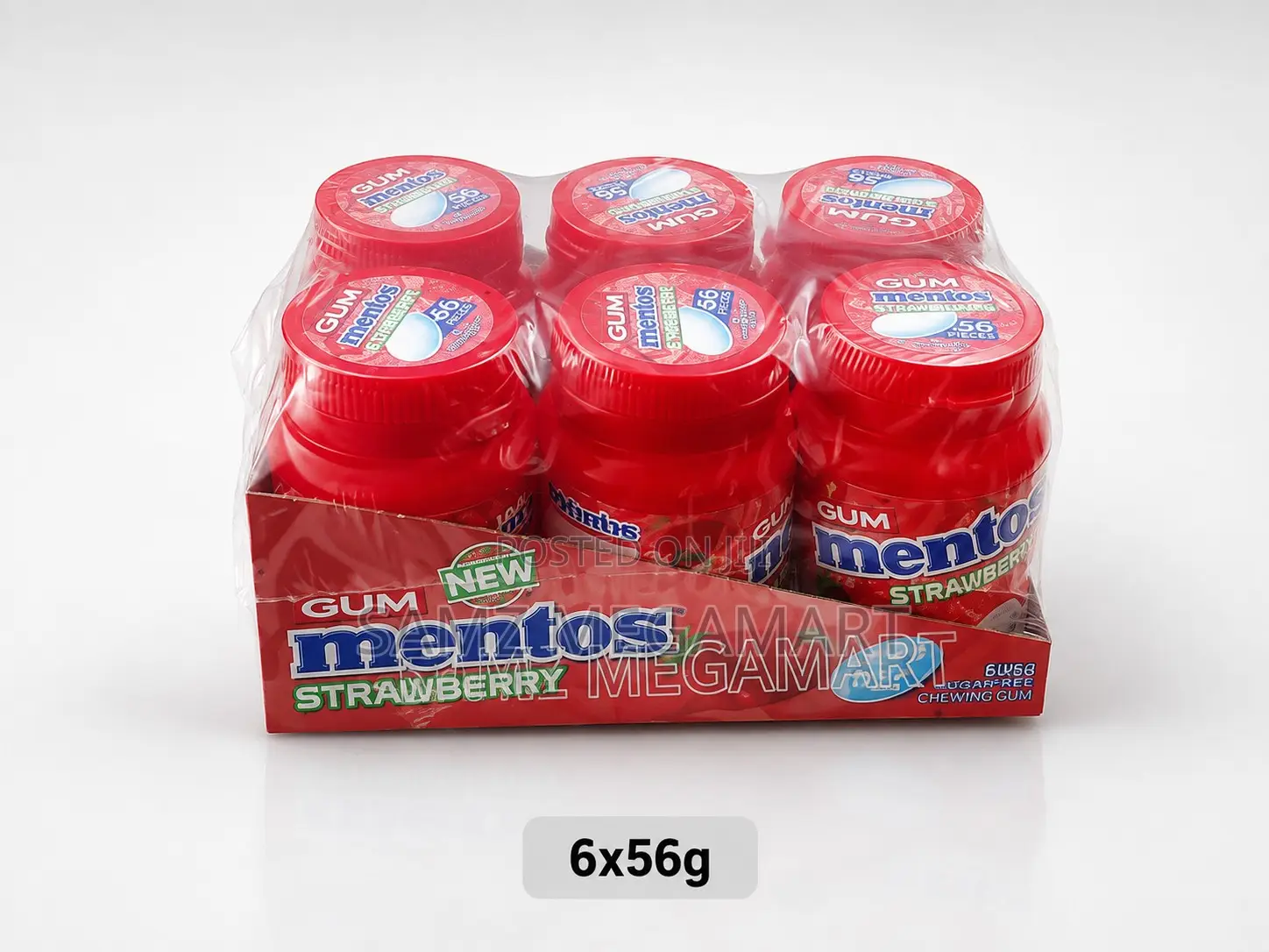 Mentos Strawberry Chewing Gum 6x56g