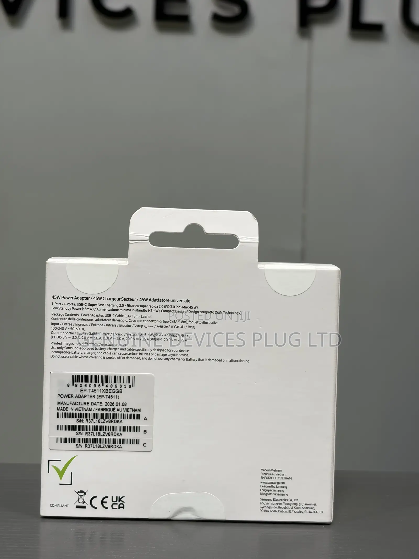 SAMSUNG 45W Super Fast Charging USB-C Wall Charger With Cable