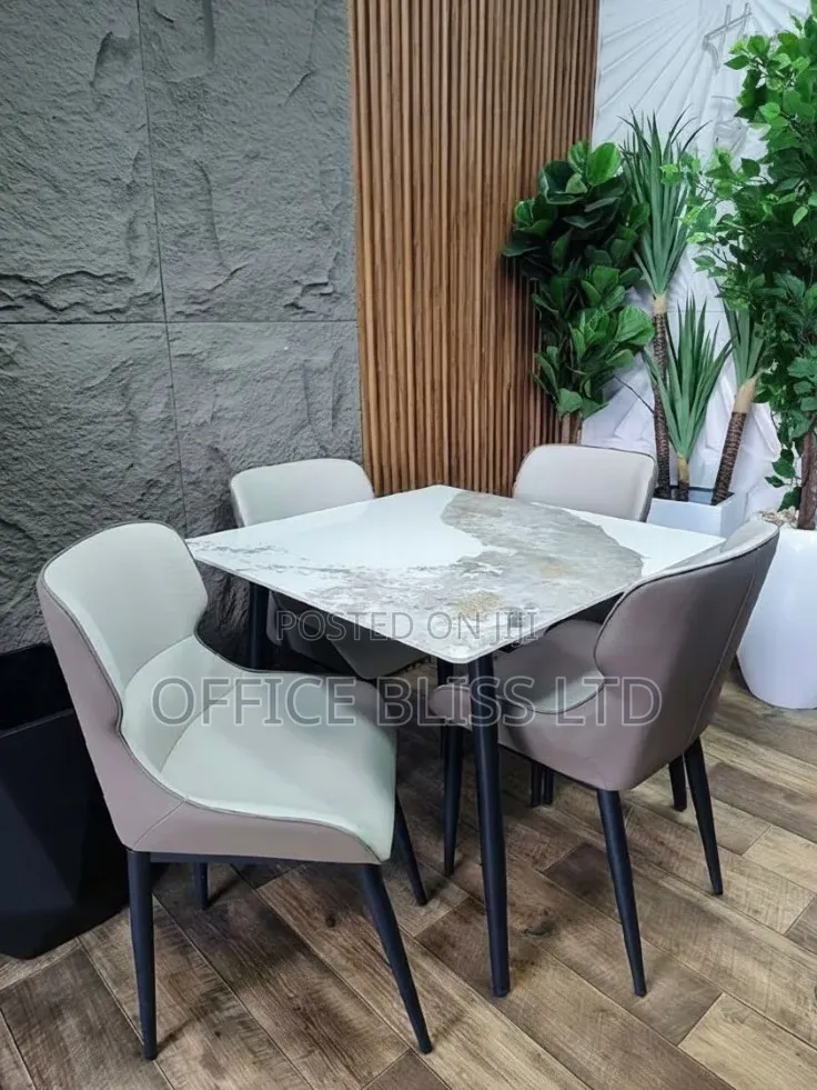 Square Dinning Table And4 Chairs ( Brown/Cream)
