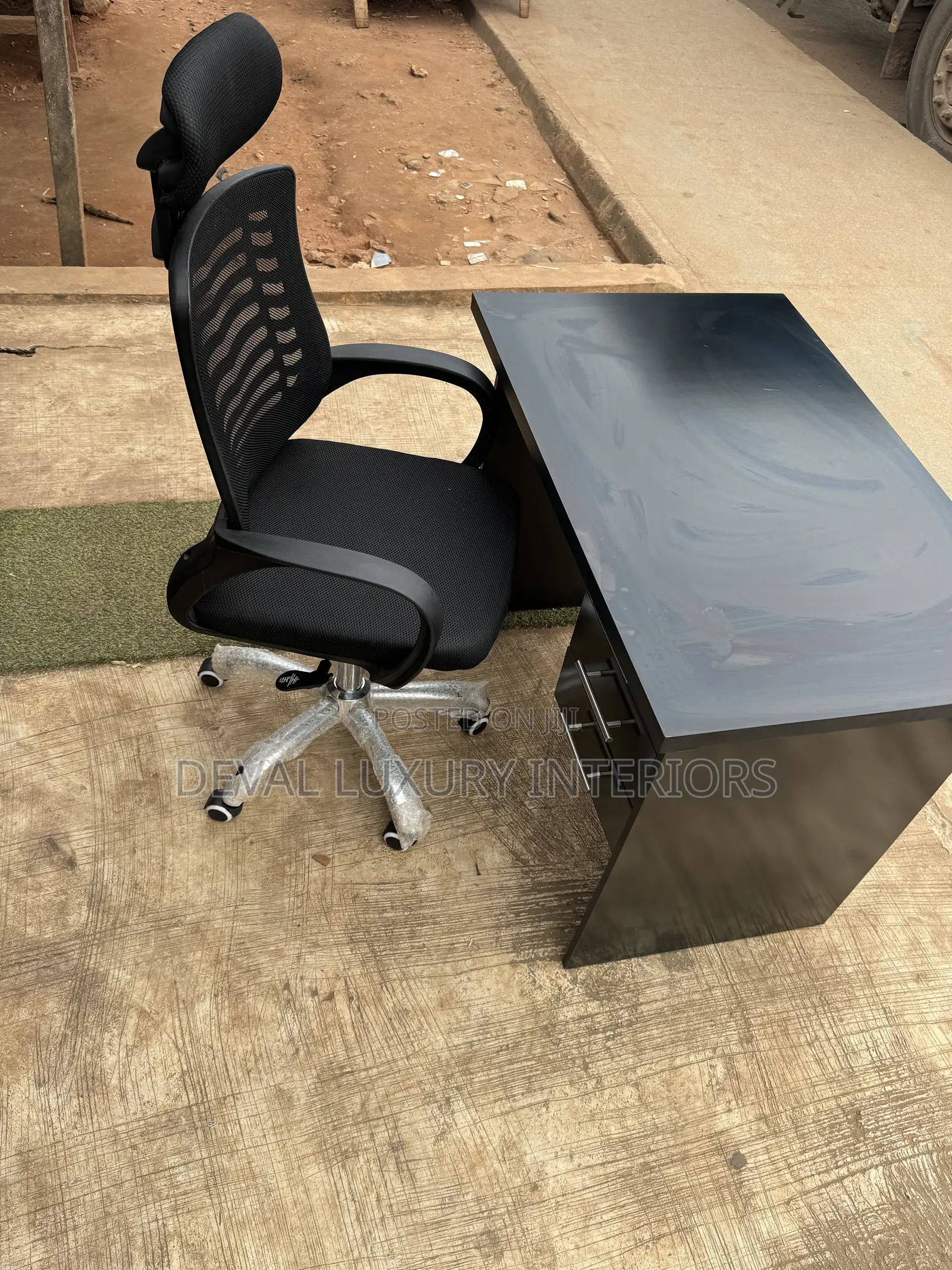 Office Chair With Head Rest and Office Table With Key Lock