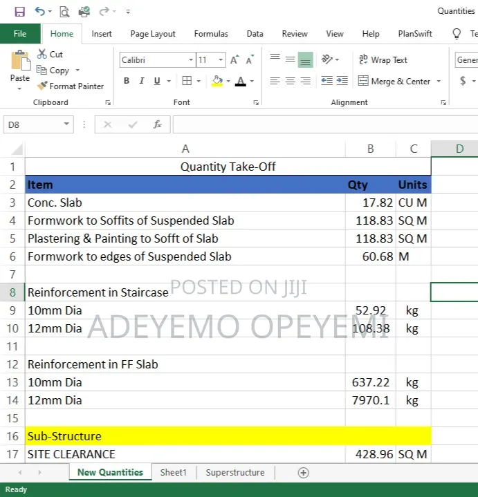 Bill of Quantities & Material Schedule Preparation