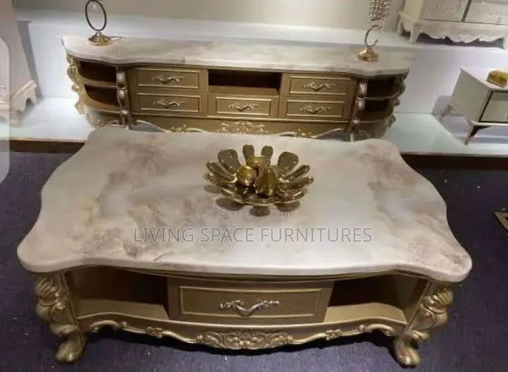 Royal Marble TV Stand With Center Table