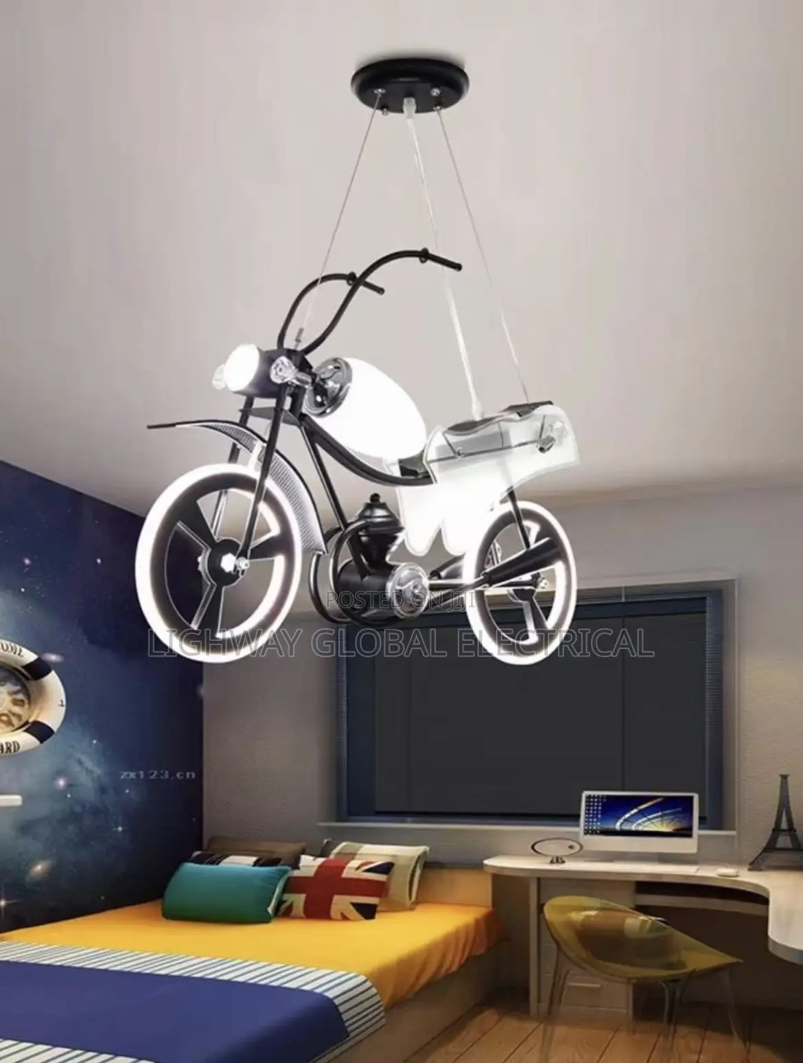 Industrial Style Creative Led Motocycle Chandelier