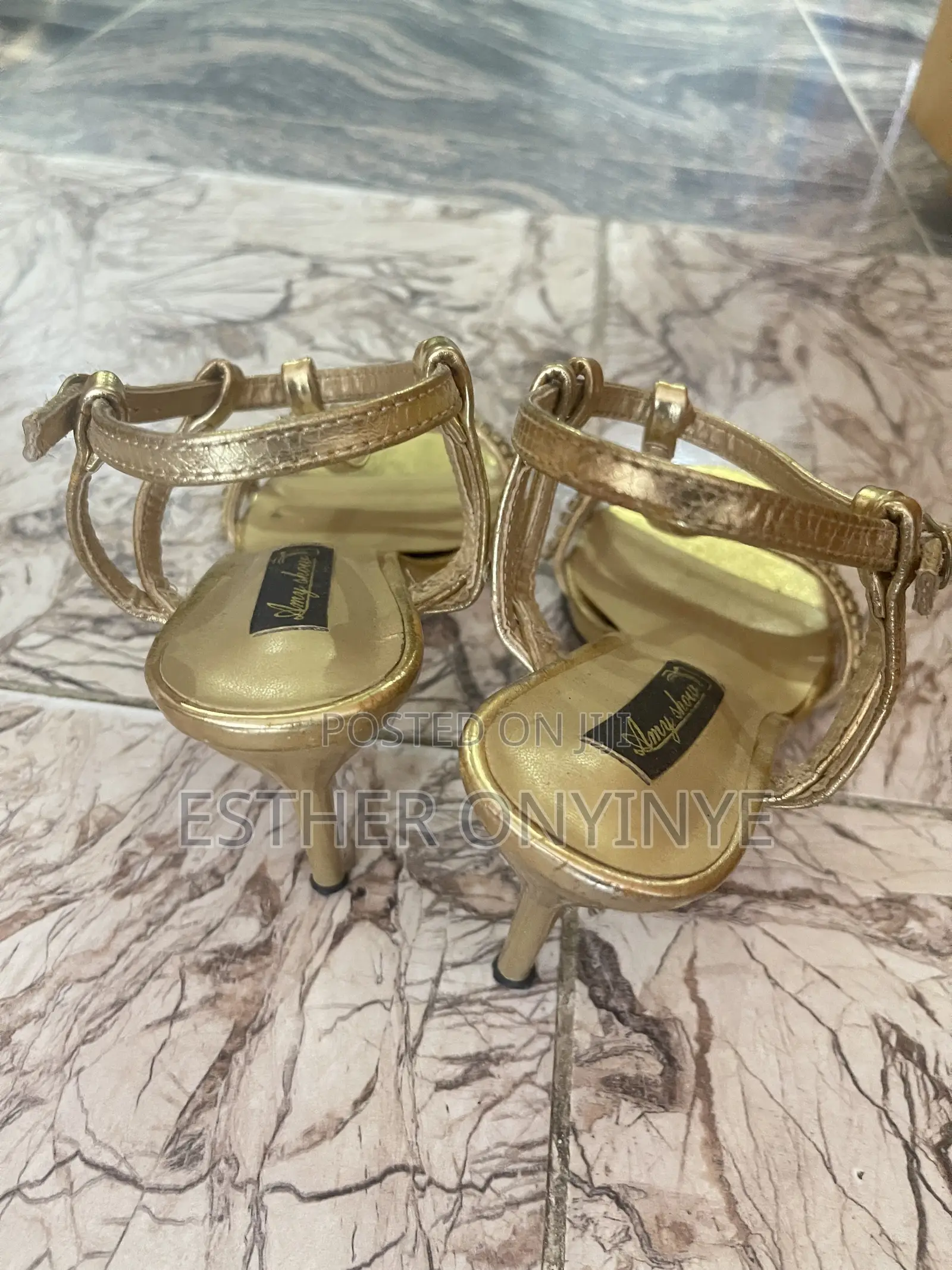 DECLUTTER SALE!!! Neatly Used Gold Rhinestone Heeled Sandal