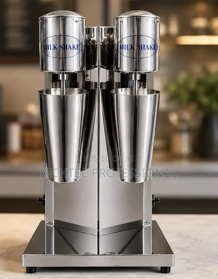 Commercial Dual-Head Stainless Steel Milkshake Machine With Cups