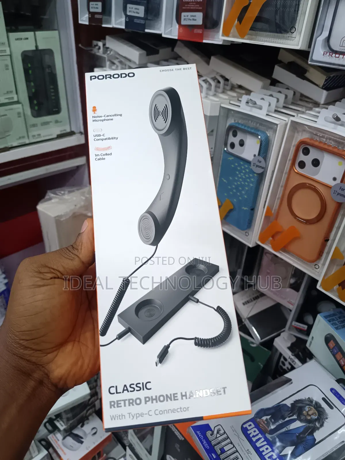 Porodo Classic Retro Phone Handset With Type C Connector