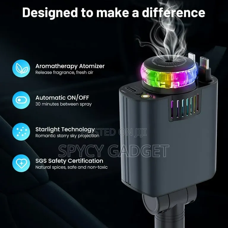 Retractable Car Charger With Aromatherapy Starlight 5 in 1 USB C