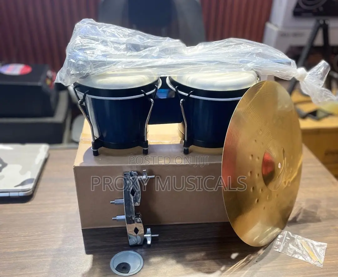 Bongo Drum, Stand, Clamp, Cymbal & Stand