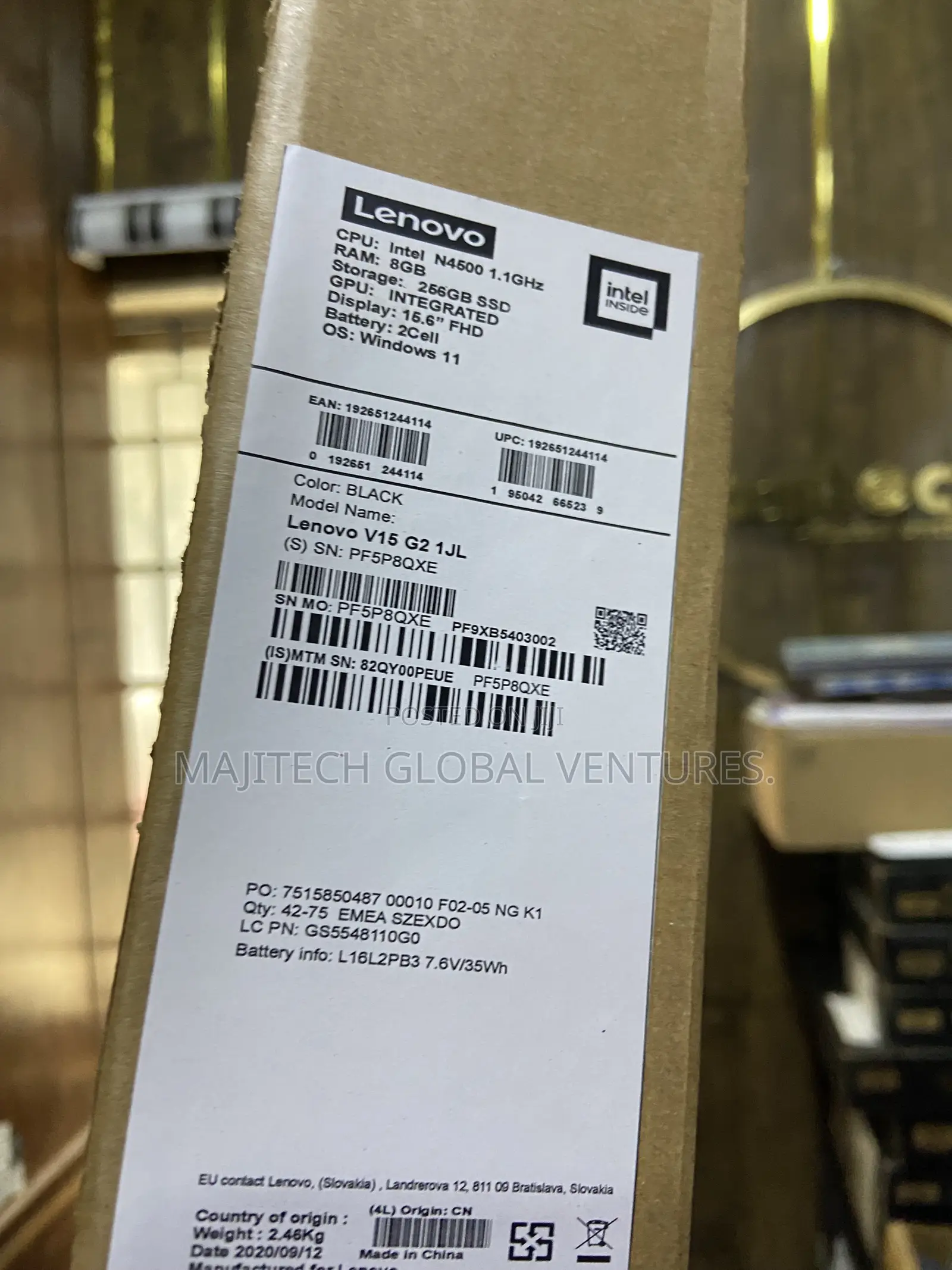 New Laptop Lenovo V15 8GB Intel Celeron SSD 256GB