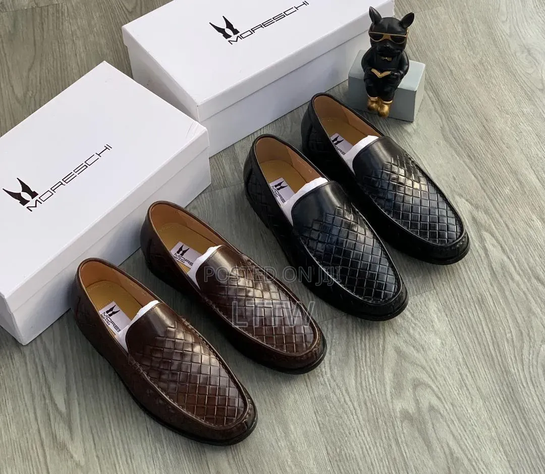 Moreschi Men's Luxury Woven Leather Loafers – Black & Brown