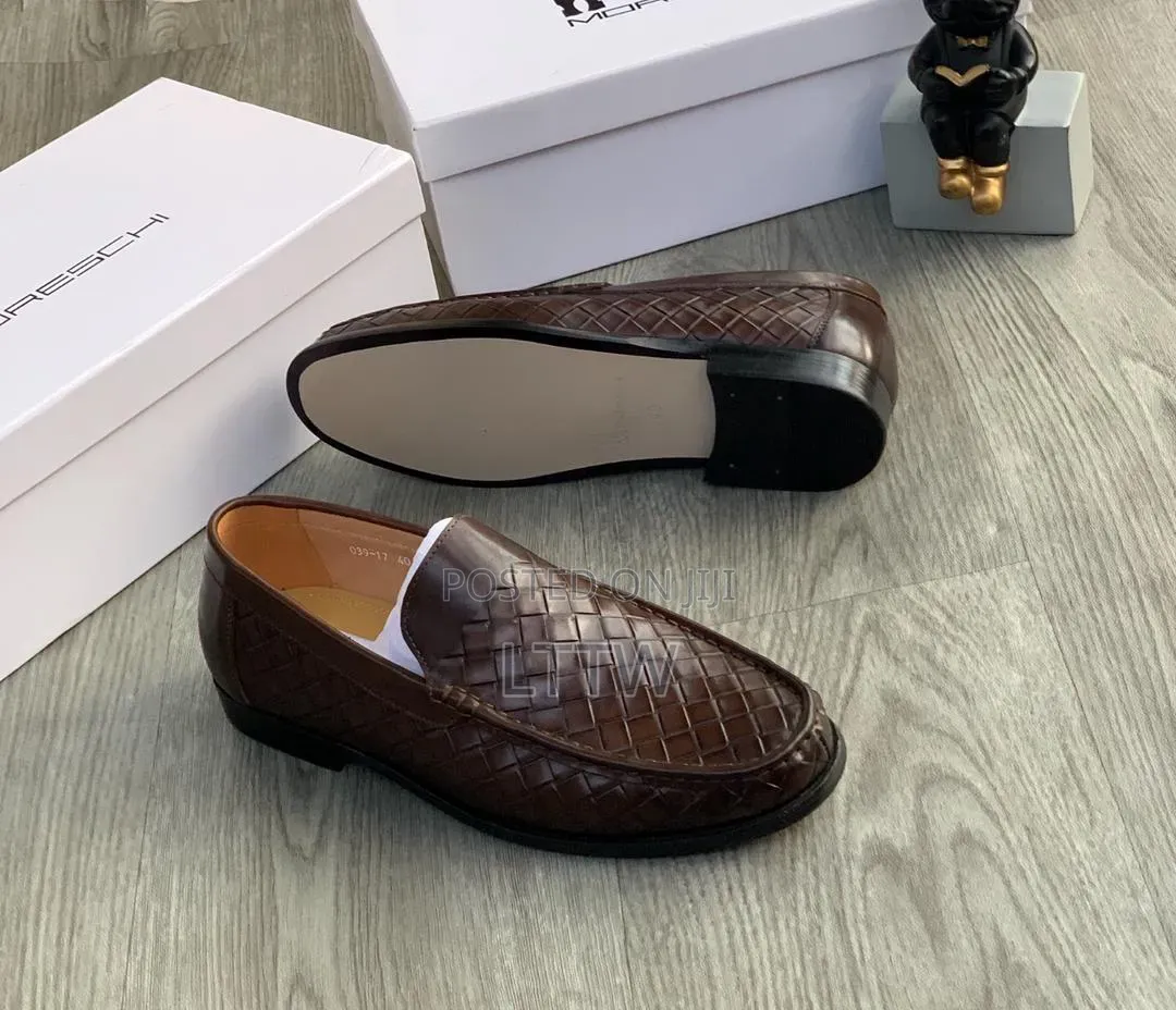 Moreschi Men's Luxury Woven Leather Loafers – Black & Brown