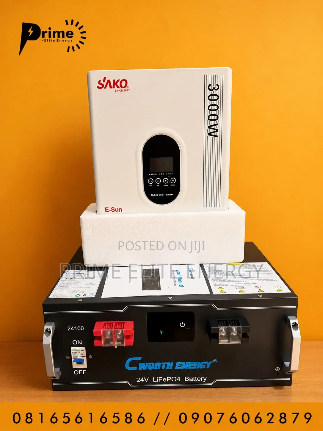 Cworth 2.5kwh 24v Battery and Sako 3kva Inverter 24v