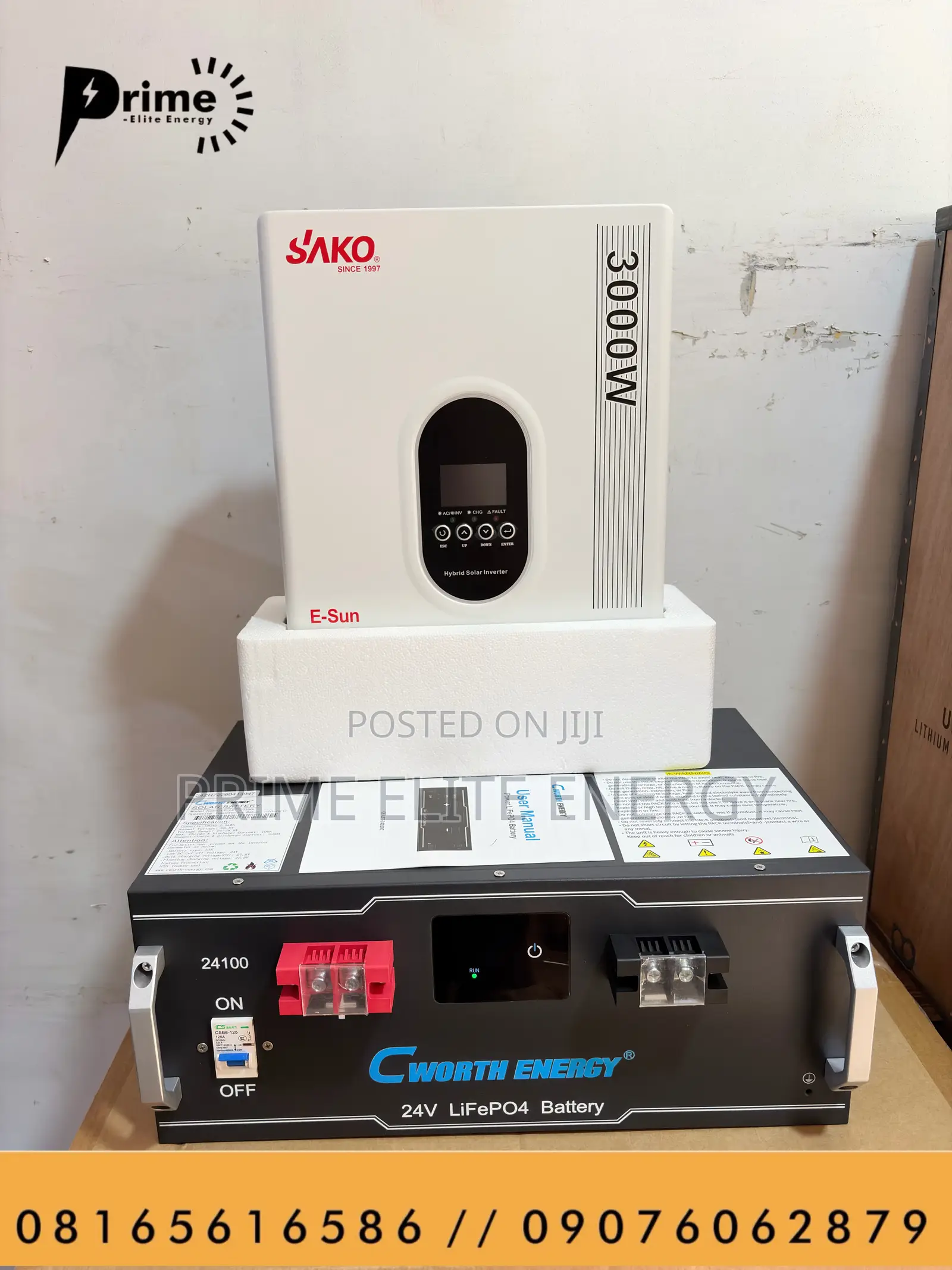 Cworth 2.5kwh 24v Battery and Sako 3kva Inverter 24v