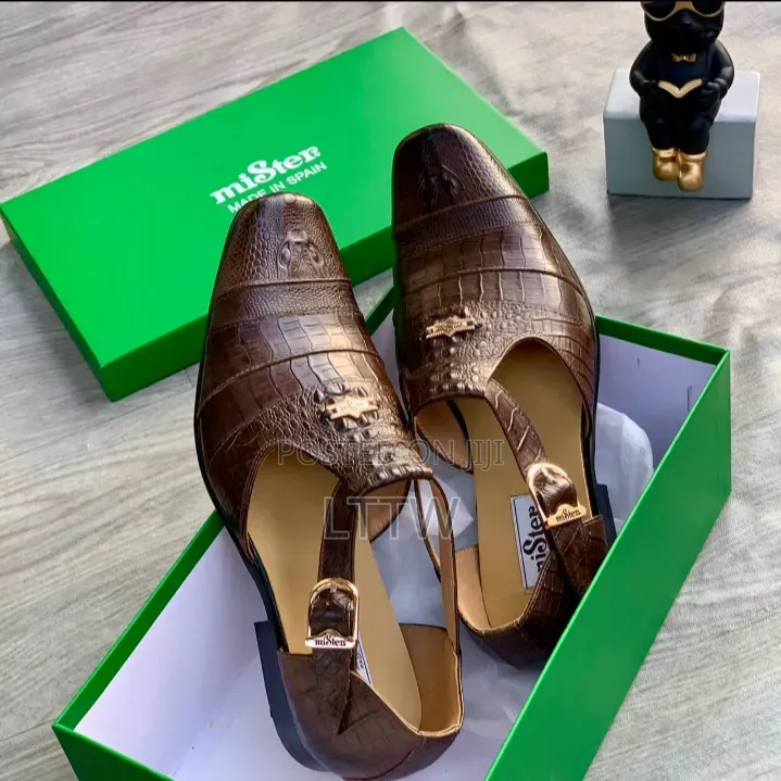 miSter Made in Spain Men's Luxury Brown Crocodile Leather Loafers