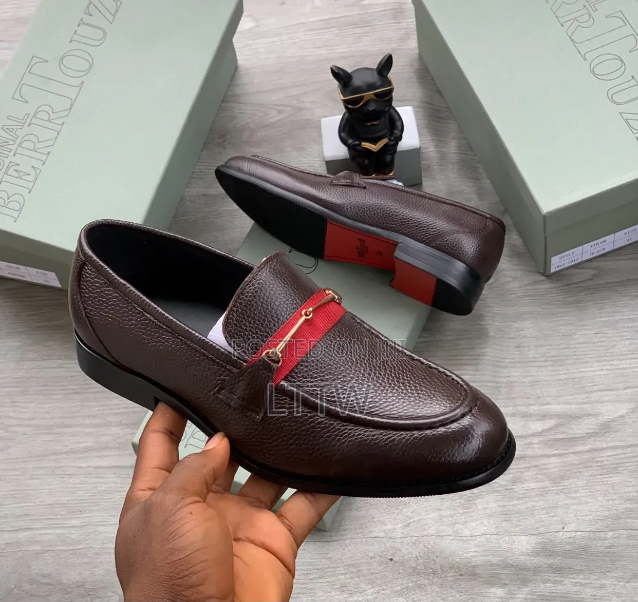 BERRTOUZ Men's Luxury Leather Slip-on Loafers – Black & Brown