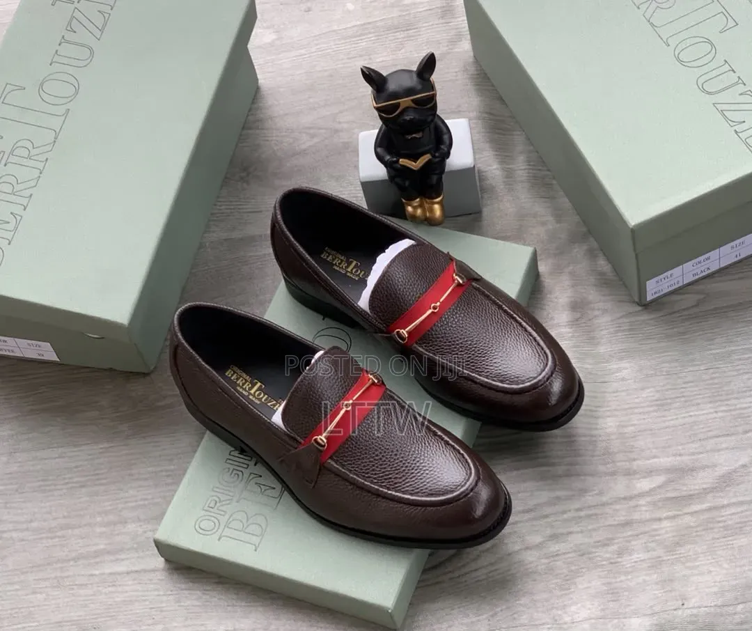BERRTOUZ Men's Luxury Leather Slip-on Loafers – Black & Brown