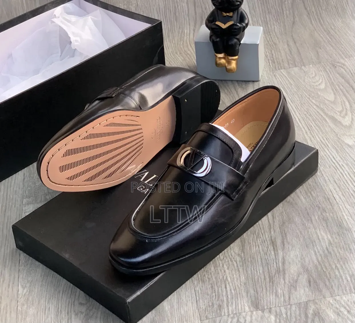 Valentino Garavani Men's Luxury Black Leather Slip-on Loafers