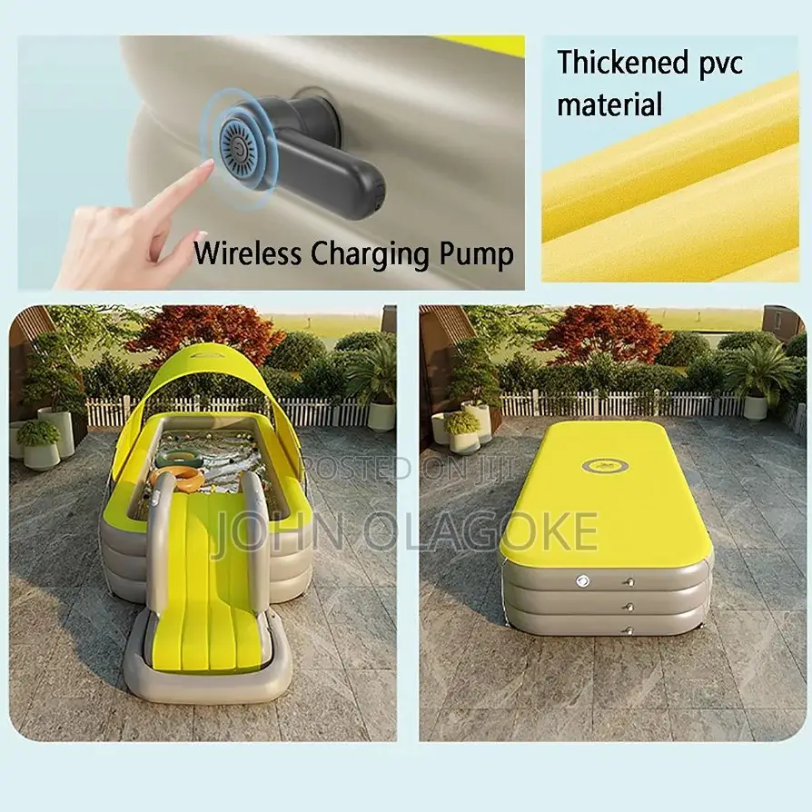 Inflatable Pool With Slide and Shade