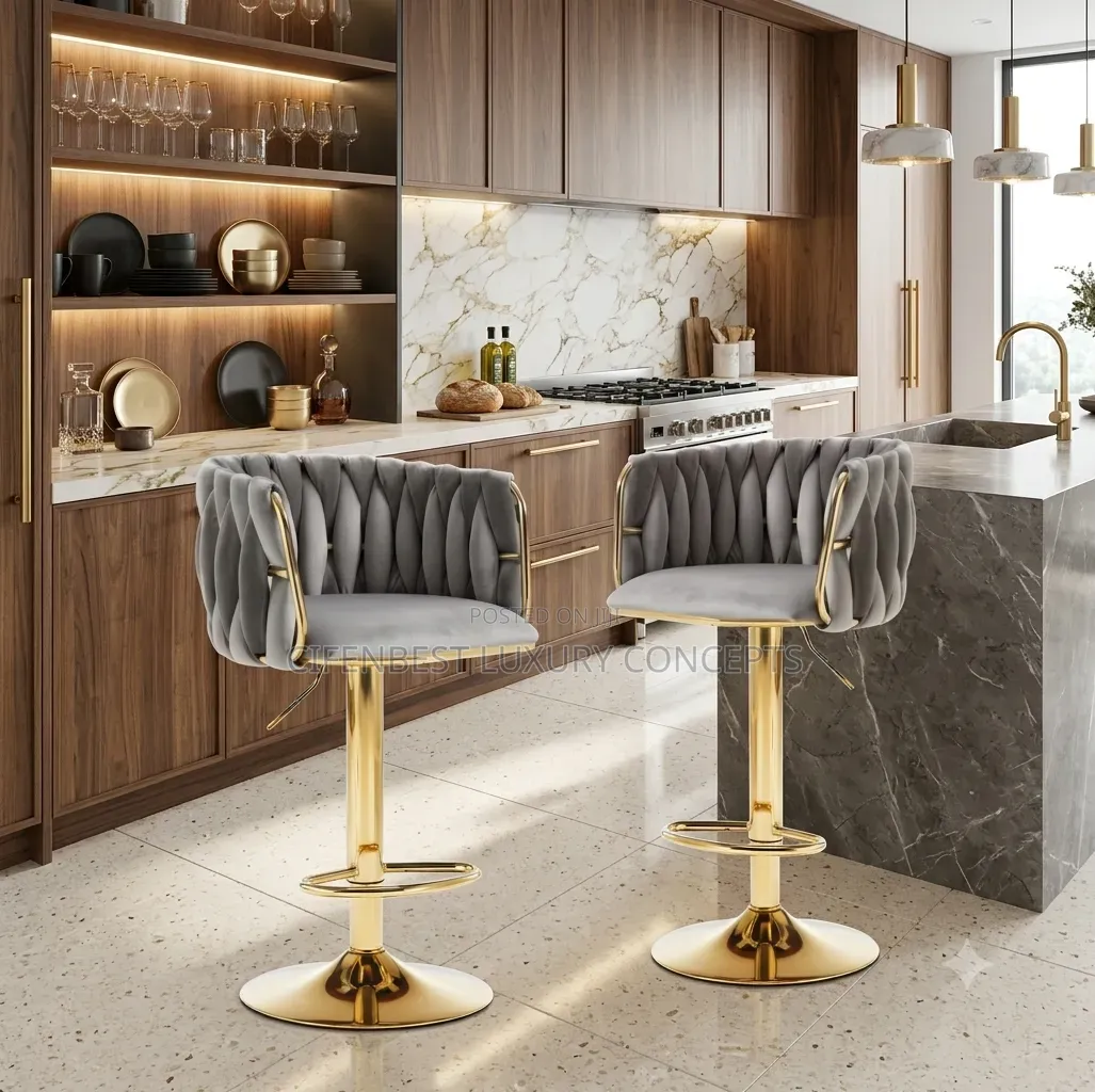 Luxury Bar Stool Chair Fabric Seat and Base