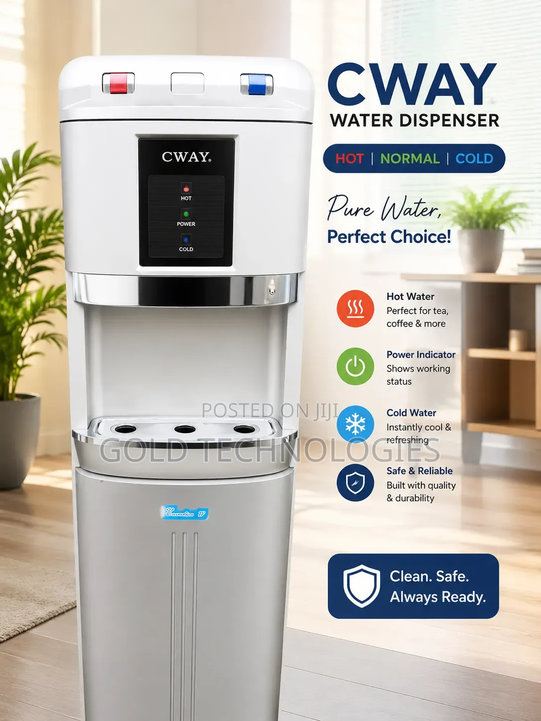 Double Door Water Dispenser Hot and Cold + Fridge Freezer