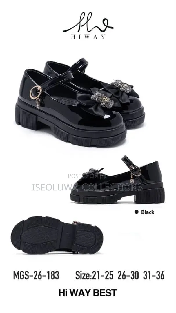 Girls’ Black Patent Chunky Mary Jane School Shoes