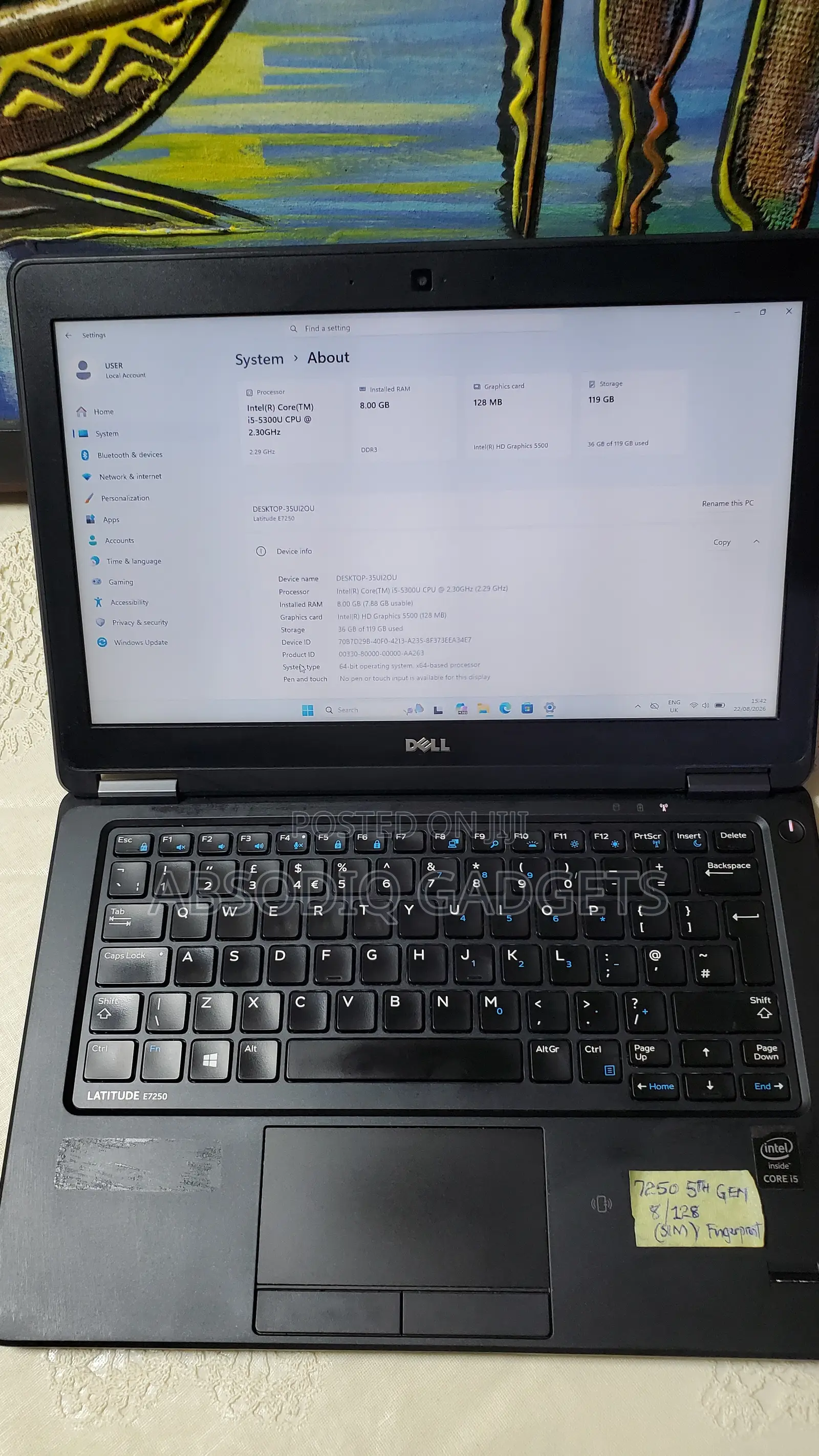 Laptop Dell Latitude 12 E7250 8GB Intel Core i5 SSD 128GB