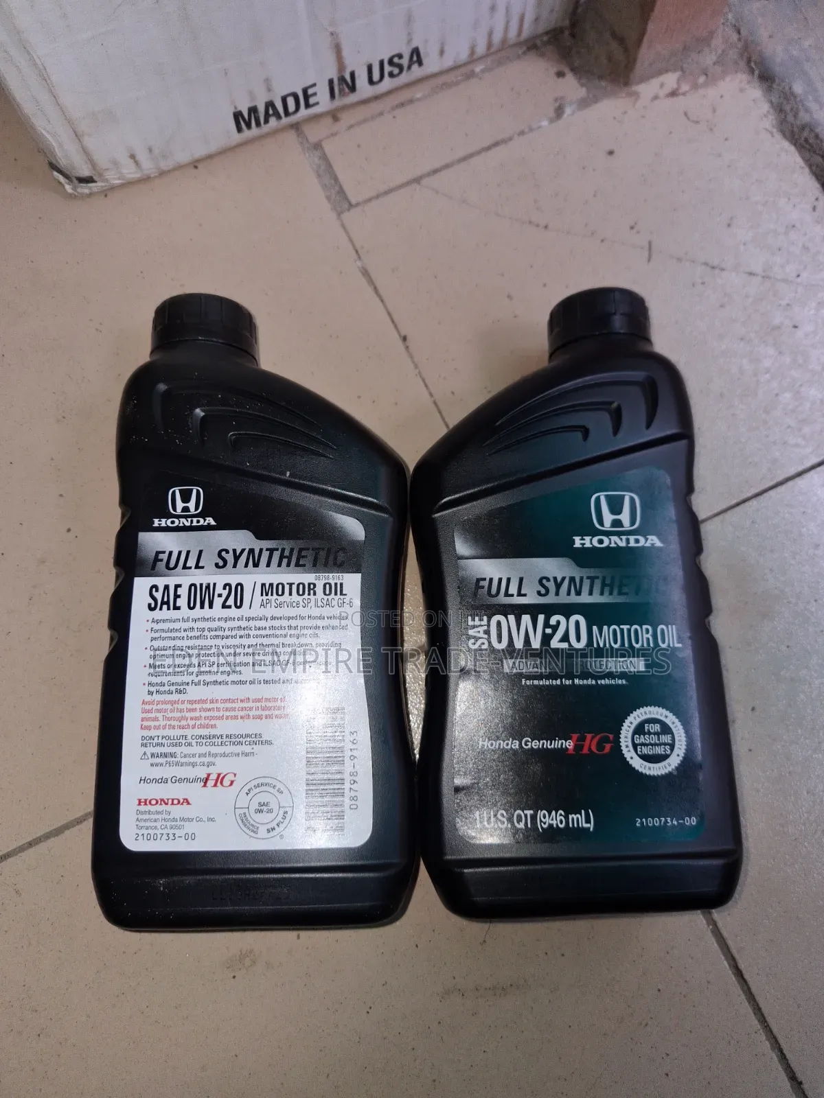 Genuine Honda SAE 0w-20 Full Synthetic Motor Oil