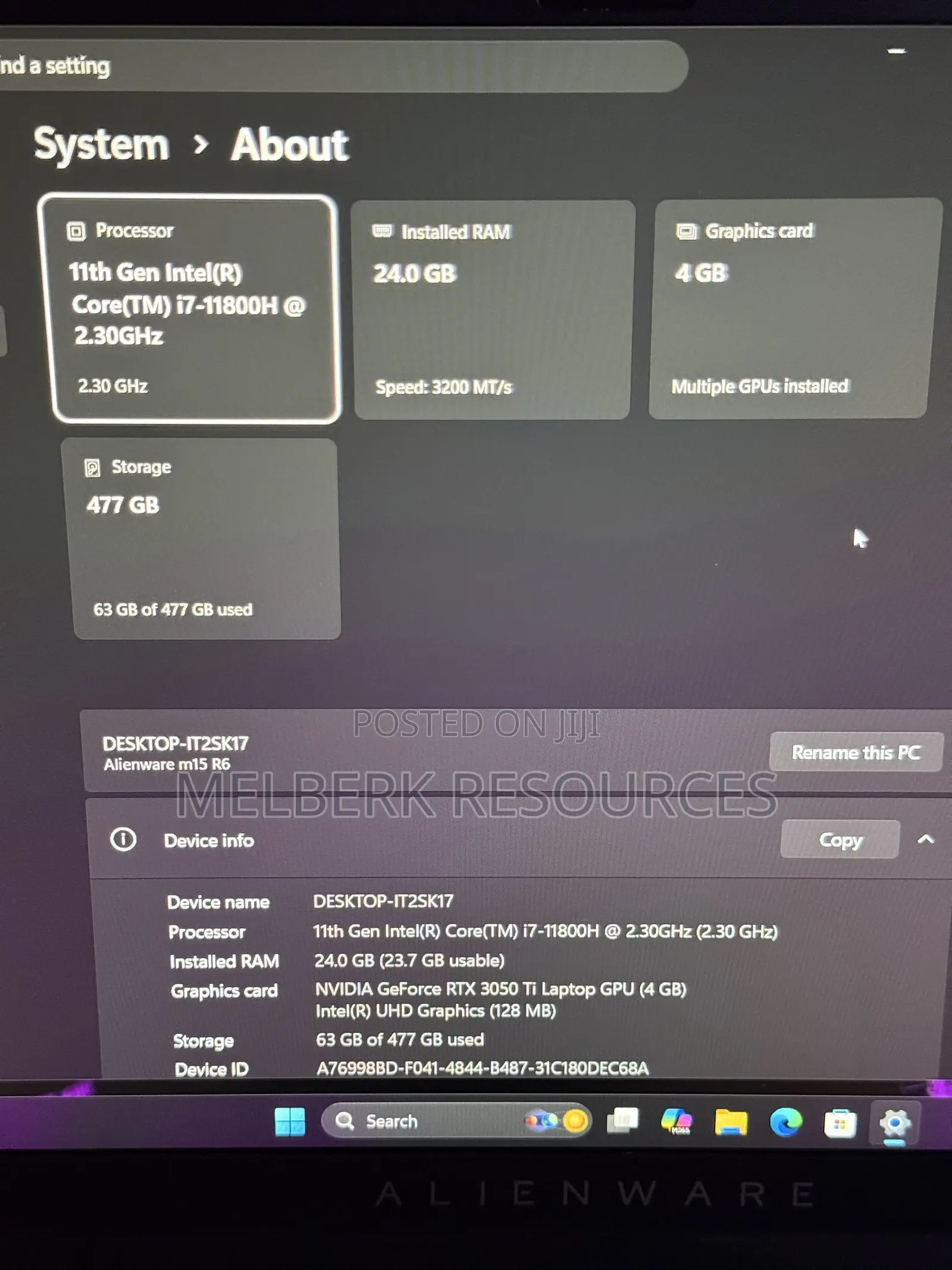 Laptop Alienware M15 R6 16GB Intel Core i7 SSD 512GB