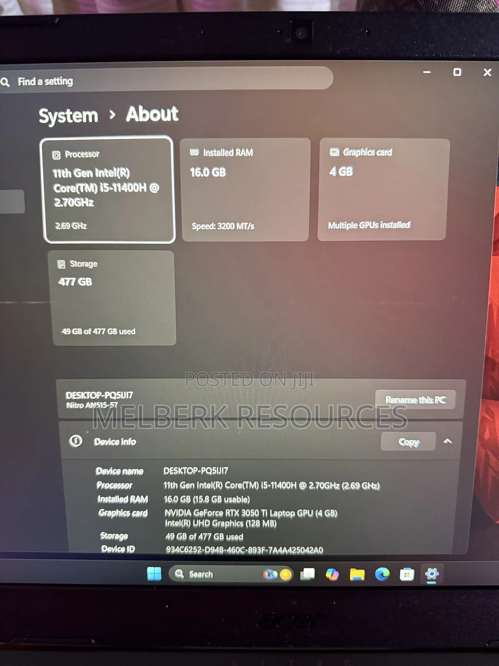 Laptop Acer Nitro 5 16GB Intel Core i5 SSD 512GB