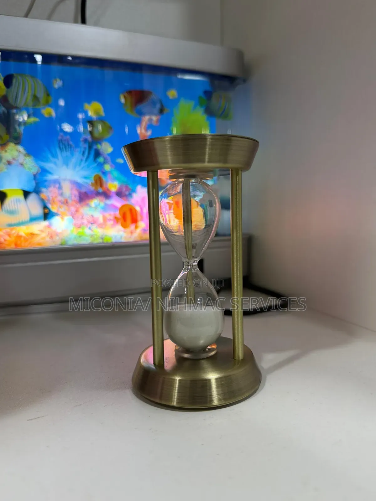 Decorative Brass-Finish Metal Hourglass Sand Timer